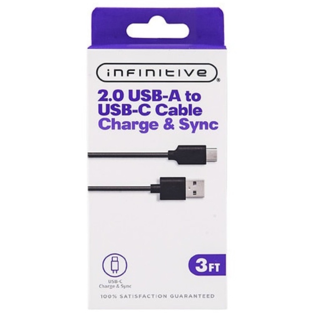 2.0 USB-A to USB-C Charge
and Sync, 3ft